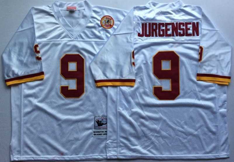 Men%27s Redskins #9 Sonny Jurgensen White Throwback Stitched Football Jersey