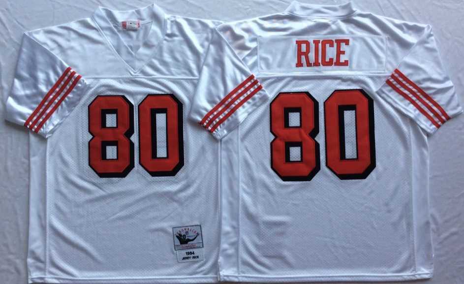 Men%27s San Francisco 49ers #80 Jerry Rice White 75th Throwback Stitched Football Jersey