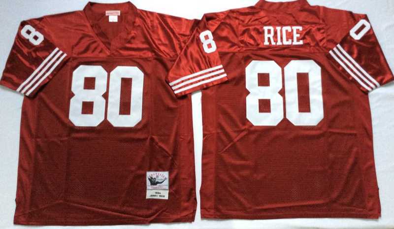 Men%27s San Francisco 49ers #80 Jerry Rice Red Throwback Stitched Football Jersey