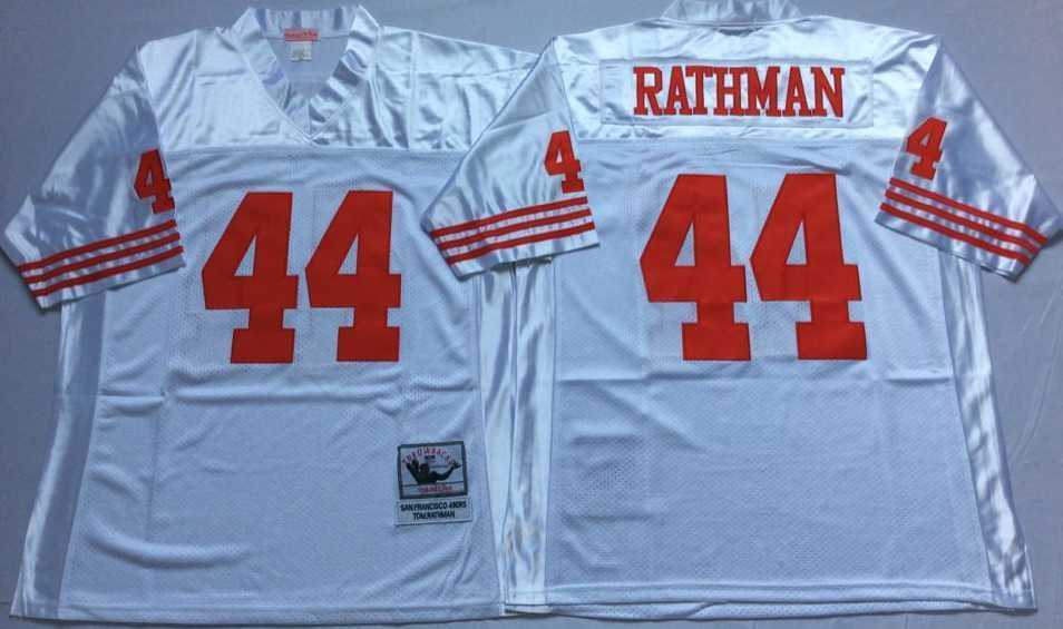 Men%27s San Francisco 49ers #44 Tom Rathman White Throwback Stitched Football Jersey
