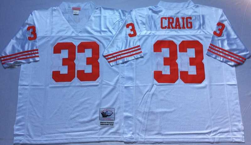 Men%27s San Francisco 49ers #33 Roger Craig White Throwback Stitched Football Jersey