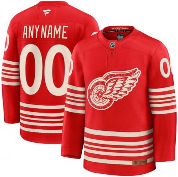 Men%27s Detroit Red Wings Active Player Custom Red 2025 Centennial Premium Stitched Jersey