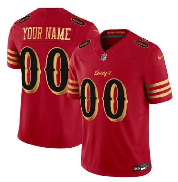 Men's San Francisco 49ers Active Player Custom Red Gold 2025 F.U.S.E. 'Rivalries' Vapor Limited Stitched Jersey-0