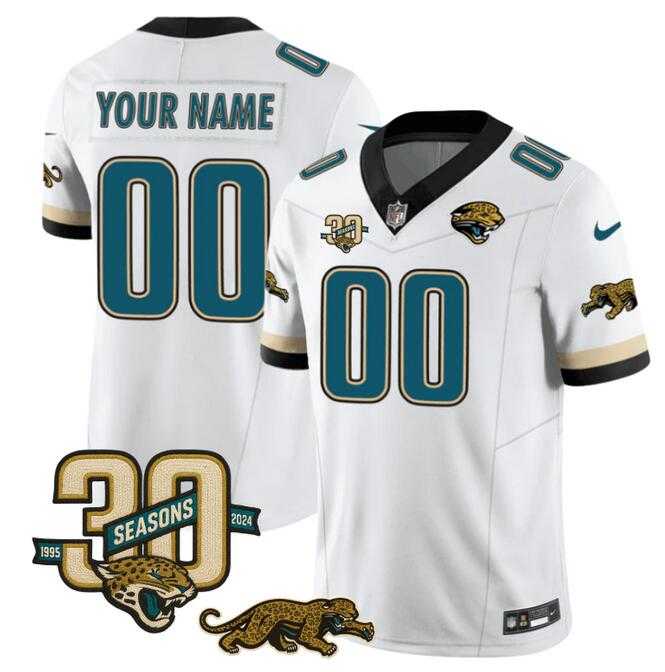Men%27s Jacksonville Jaguars Active Player Custom White F.U.S.E. With 30th Seasons Patch Vapor Limited Stitched Jersey