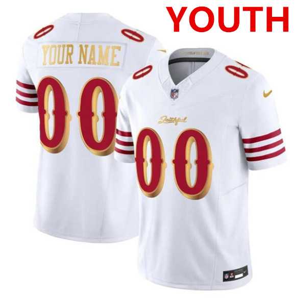 Youth San Francisco 49ers ACTIVE PLAYER Custom White Gold 2025 F.U.S.E. %27Rivalries%27 Vapor Limited Stitched Jersey