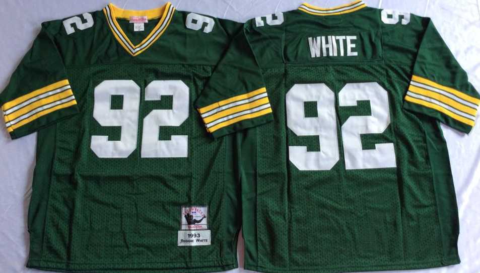Men%27s Green Bay Packers #92 Reggie Green Throwback Stitched Football Jersey