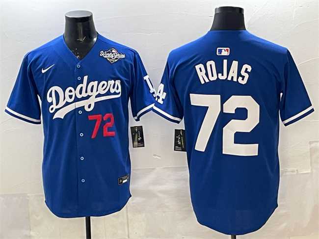 Men%27s Los Angeles Dodgers #72 Miguel Rojas Royal 2025 World Series Patch Limited Stitched Jersey
