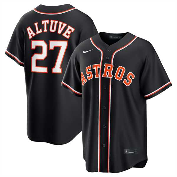 Men%27s Houston Astros #27 Jose Altuve 2026 Black Out Stitched Jersey Dzhi