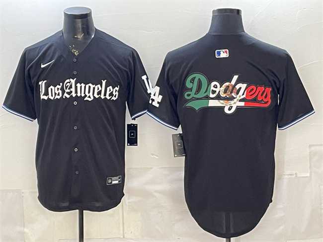 Mens Los Angeles Dodgers Team Big Logo Black %27Gothic Edition%27 Vapor Premier Limited Stitched Jersey Dzhi