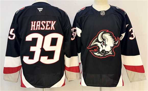 Men%27s Buffalo Sabres #39 Dominik Hasek Black 2024-25 Alternate Stitched Hockey Jersey