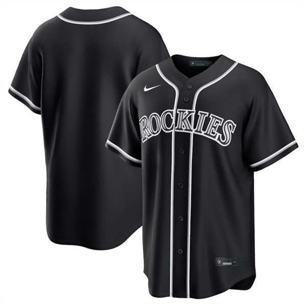 Men's Colorado Rockies Blank Black Out Stitched Jersey Dzhi-0