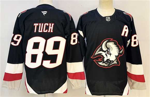 Men%27s Buffalo Sabres #89 Alex Tuch Black 2024-25 With A Patch Alternate Stitched Hockey Jersey