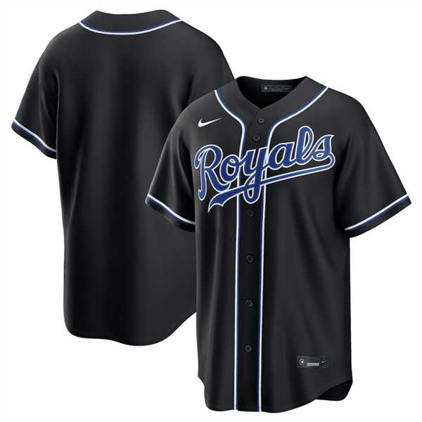 Men%27s Kansas City Royals Blank Black Out Stitched Jersey Dzhi