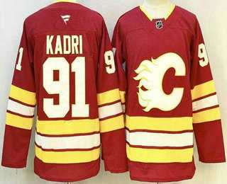 Men's Calgary Flames #91 Nazem Kadri Red Authentic Jersey-0