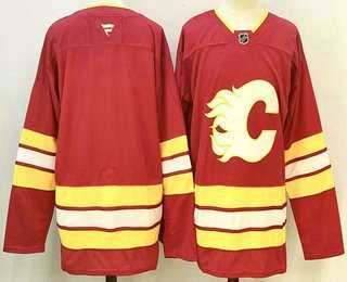 Men's Calgary Flames Blank Red Authentic Jersey-0