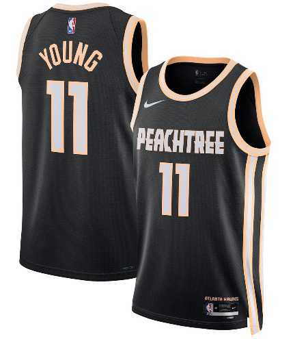 Men%27s Atlanta Hawks #11 Trae Young Black 2025-26 City Edition Swingman Stitched Jersey Dzhi