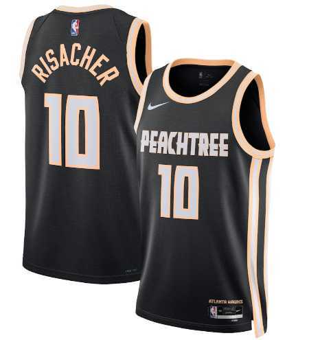 Men%27s Atlanta Hawks #10 Zaccharie Risacher Black 2025-26 City Edition Swingman Stitched Jersey Dzhi