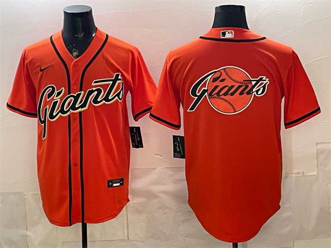 Men's San Francisco Giants Team Big Logo Orange Cool Base Stitched Jersey Dzhi-0