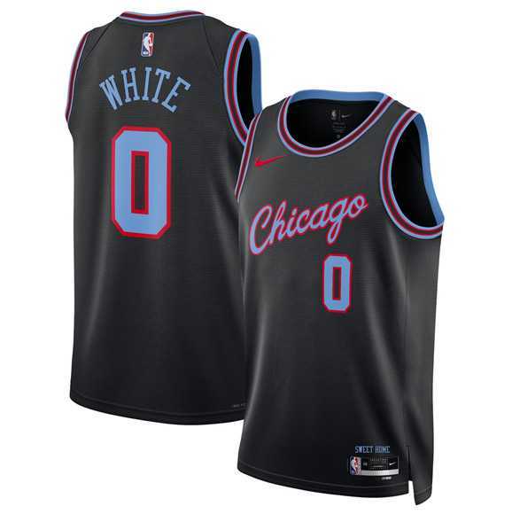 Men's Chicago Bulls #0 Coby White Black 2025-26 City Edition Swingman Stitched Jersey Dzhi-0
