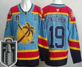 Men%27s Florida Panthers #19 Matthew Tkachuk Blue 2025 Stanley Cup Final Authentic Jersey