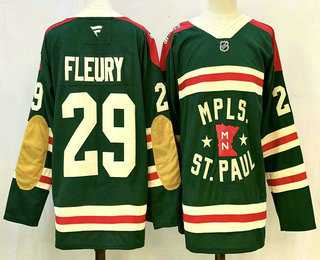 Men's Minnesota Wild #29 Marc Andre Fleury Green Winter Classic Stitched Authentic Jersey-0