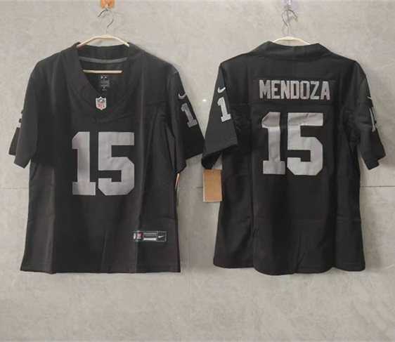 Women's Las Vegas Raiders #15 Fernando Mendoza Black 2026 Draft F.U.S.E. Vapor Stitched Jersey(Run Small)-0