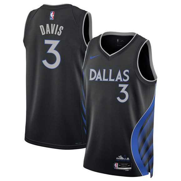 Men%27s Dallas Mavericks #3 Anthony Davis Black 2025-26 City Edition Stitched Jersey Dzhi