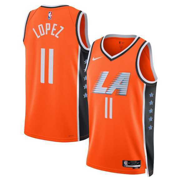 Men%27s Los Angeles Clippers #11 Brook Lopez Orange 2025-26 City Edition Swingman Stitched Jersey Dzhi