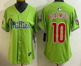 Women%27s Philadelphia Phillies #10 JT Realmuto Light Green Fashion Cool Base Jersey