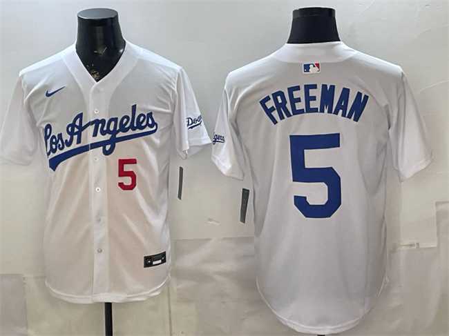 Men%27s Los Angeles Dodgers #5 Freddie Freeman White Alternate Stadium Stitched Jersey