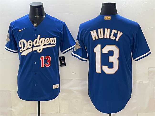 Men%27s Los Angeles Dodgers #13 Max Muncy Royal 2026 Alternate Gold Collection Stadium Stitched Jersey