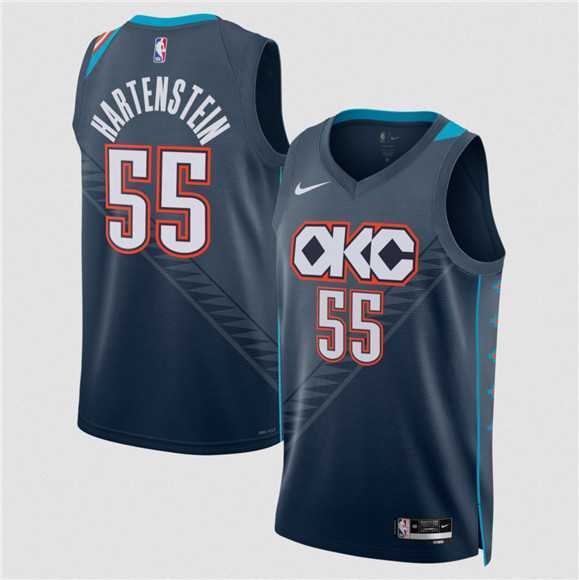Men%27s Oklahoma City Thunder #55 Isaiah Hartenstein Navy 2025-26 City Edition Swingman Stitched Jersey Dzhi