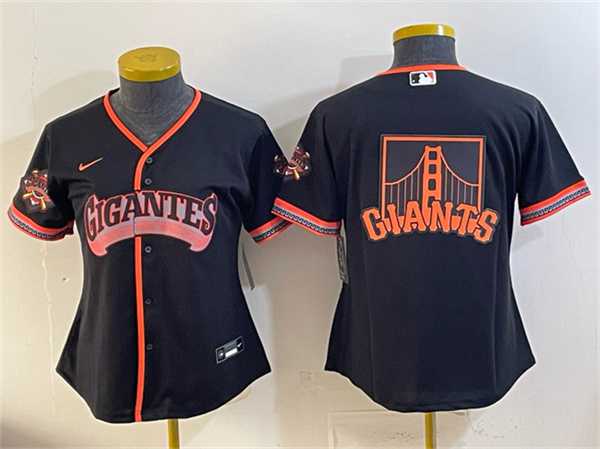 Women's San Francisco Giants Team Big Logo Black 2026 Alternate Stadium Stitched Jersey(Run Small) Dzhi-0