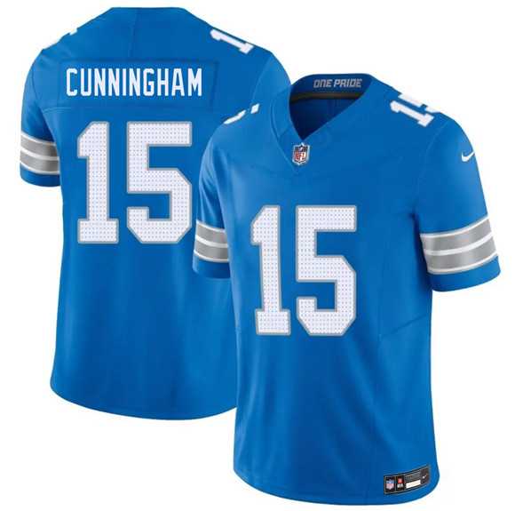 Men%27s Detroit Lions #15 Malik Cunningham Blue 2026 F.U.S.E. Vapor Limited Stitched Jersey