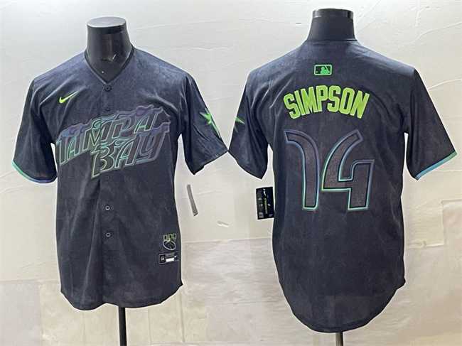 Men%27s Tampa Bay Rays #14 Chandler Simpson Charcoal 2024 City Connect Limited Stitched Jersey