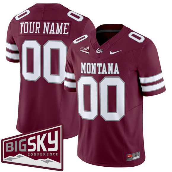 Men's Montana Grizzlies Active Player Custom Maroon 2025 F.U.S.E. Big Sky Patch Vapor Limited V1 Stitched Jersey-0