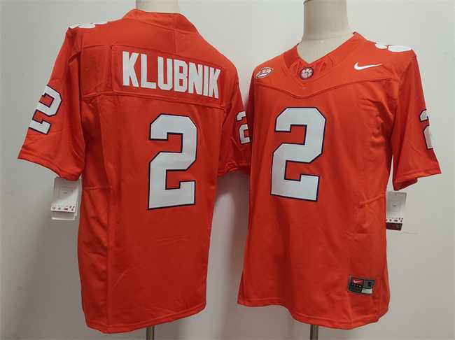 Men%27s Clemson Tigers #2 Cade Klubnik Orange F.U.S.E. Stitched Football Jersey