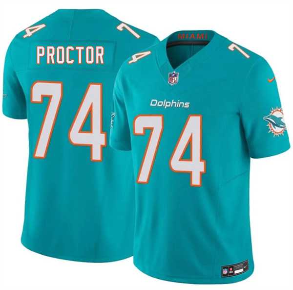 Men%27s Miami Dolphins #74 Kayden Proctor Aqua 2026 Draft F.U.S.E. Vapor Limited Stitched Jersey