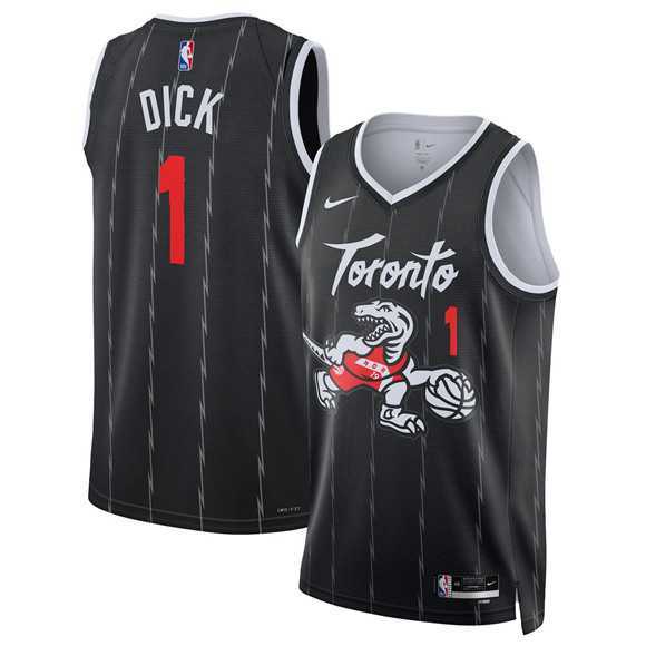 Men%27s Toronto Raptors #1 Gradey Dick Black 2025-26 City Edition Stitched Jersey Dzhi
