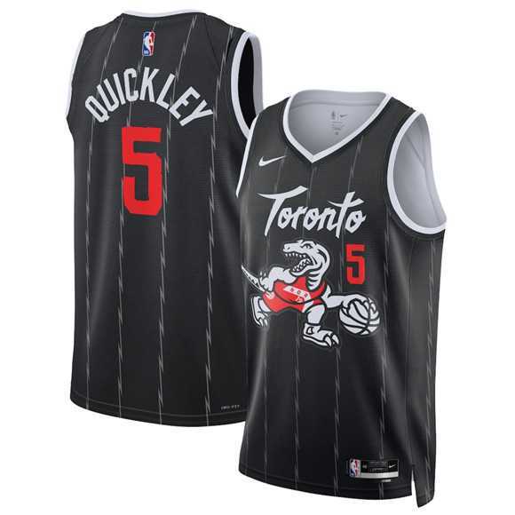 Men%27s Toronto Raptors #5 Immanuel Quickley Black 2025-26 City Edition Stitched Jersey Dzhi