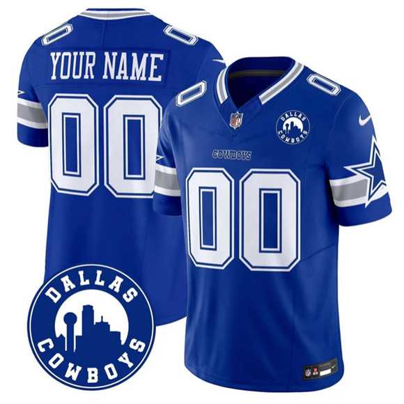 Men%27s Dallas Cowboys Active Player Custom Royal 2025 F.U.S.E  Dallas City Patch Vapor Untouchable Limited Stitched Game Jersey