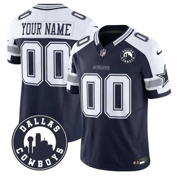 Men%27s Dallas Cowboys Active Player Custom White Navy Alternate 2025 F.U.S.E Dallas City Patch Vapor Untouchable Limited Stitched Game Jersey