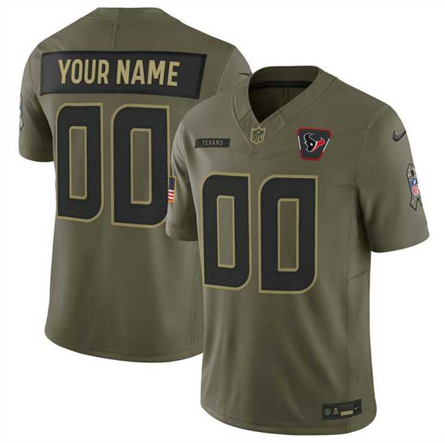 Men%27s Houston Texans Active Player Custom Olive 2025 F.U.S.E. Salute to Service Stitched Jersey