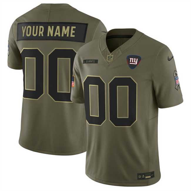 Men%27s New York Giants Active Player Custom Olive 2025 F.U.S.E. Salute to Service Limited Stitched Jersey