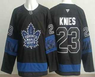 Men%27s Toronto Maple Leafs #23 Matthew Knies Black Alternate Authentic Jersey