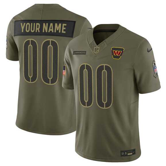 Men%27s Washington Commanders Active Player Custom Olive 2025 Salute to Service Limited Stitched Jersey