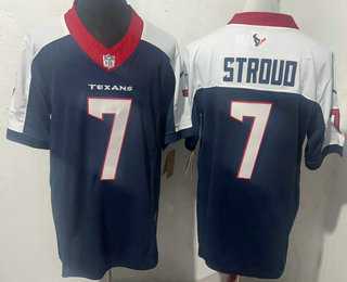 Men's Houston Texans #7 CJ Stroud Navy Blue Limited Thanksgiving Fashion FUSE Jersey-0