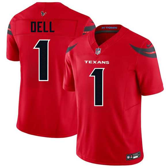 Men's Houston Texans #1 Tank Dell Red 2024 Alternate Vapor F.U.S.E. Limited Stitched Jersey Dzhi-0
