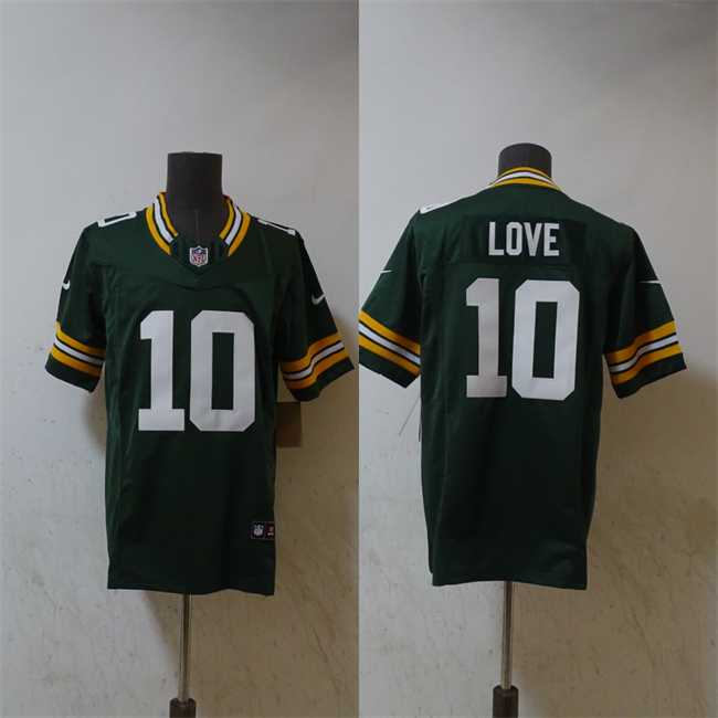 Men%27s Green Bay Packers #10 Jordan Love Green Vapor 2024 F.U.S.E. Limited Stitched Jersey