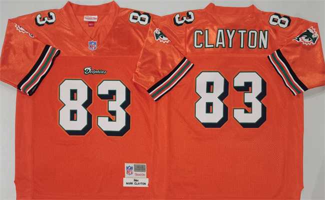 Men%27s Miami Dolphins #83 Mark Clayton Orange Throwback Stitched Football Jersey